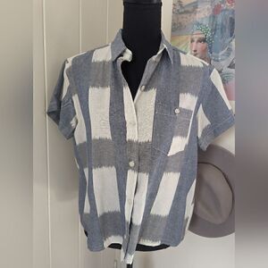 Current/Elliott Linen Shirt S Coastal Preppy Academia Minimalist Retro Chic
